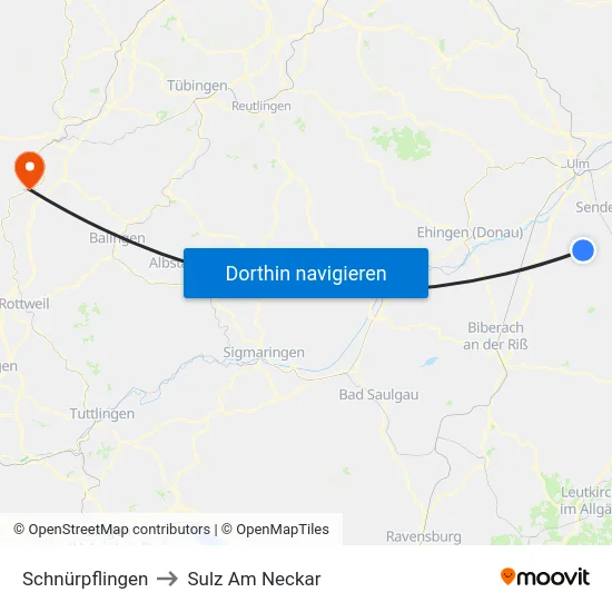 Schnürpflingen to Sulz Am Neckar map