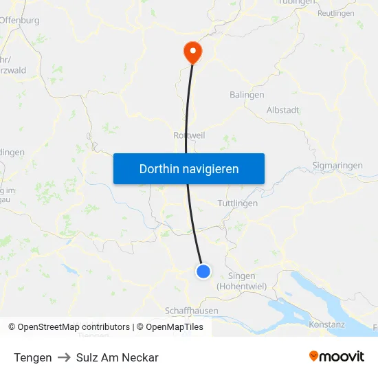 Tengen to Sulz Am Neckar map