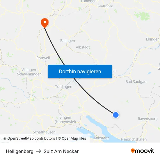 Heiligenberg to Sulz Am Neckar map