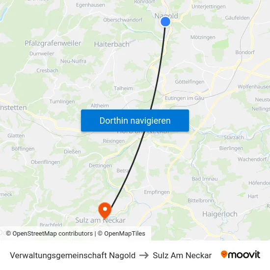 Verwaltungsgemeinschaft Nagold to Sulz Am Neckar map