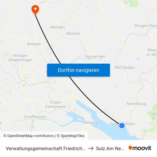 Verwaltungsgemeinschaft Friedrichshafen to Sulz Am Neckar map