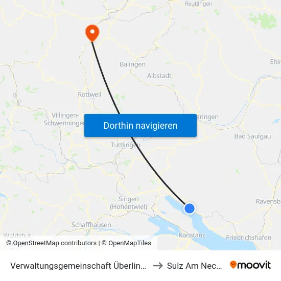 Verwaltungsgemeinschaft Überlingen to Sulz Am Neckar map