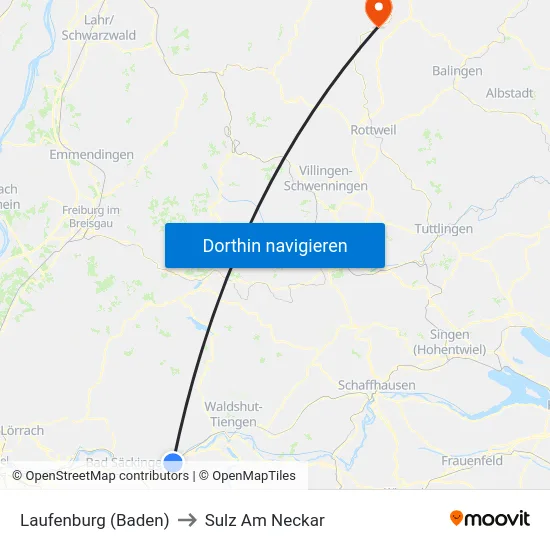 Laufenburg (Baden) to Sulz Am Neckar map