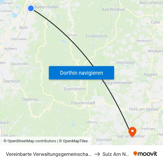 Vereinbarte Verwaltungsgemeinschaft Sinzheim to Sulz Am Neckar map