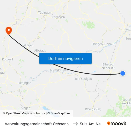 Verwaltungsgemeinschaft Ochsenhausen to Sulz Am Neckar map