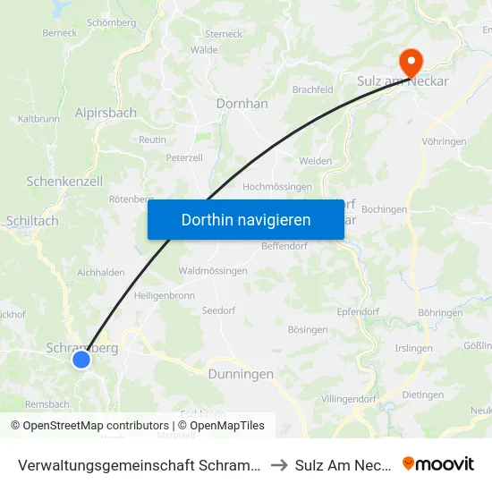 Verwaltungsgemeinschaft Schramberg to Sulz Am Neckar map