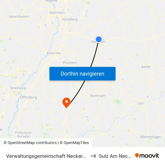 Verwaltungsgemeinschaft Neckarsulm to Sulz Am Neckar map