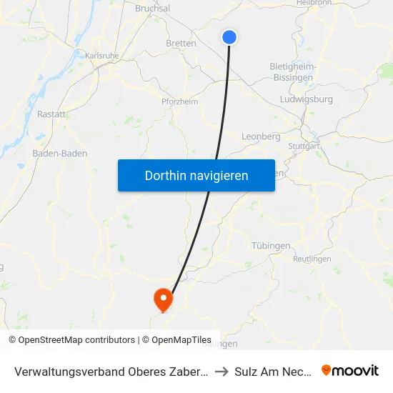 Verwaltungsverband Oberes Zabergäu to Sulz Am Neckar map