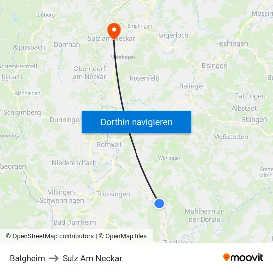 Balgheim to Sulz Am Neckar map