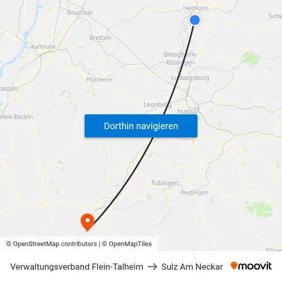 Verwaltungsverband Flein-Talheim to Sulz Am Neckar map