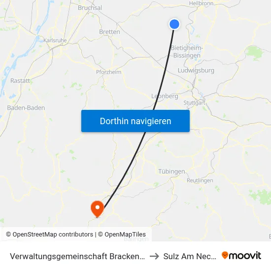Verwaltungsgemeinschaft Brackenheim to Sulz Am Neckar map
