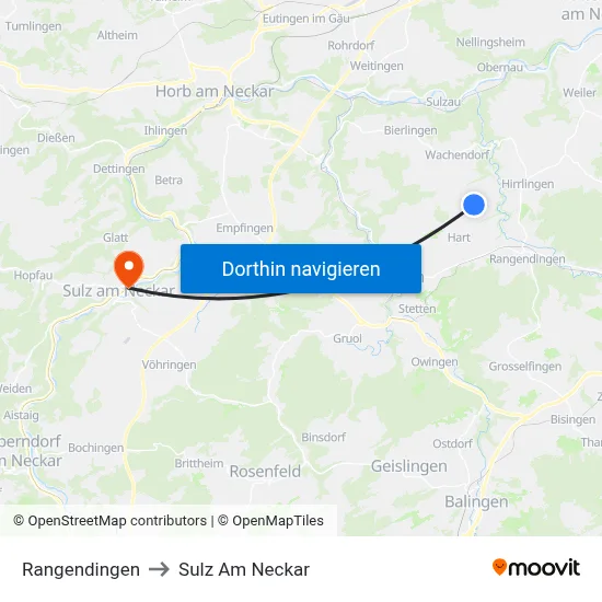 Rangendingen to Sulz Am Neckar map