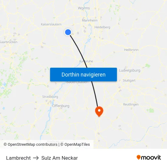 Lambrecht to Sulz Am Neckar map