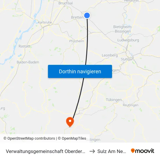 Verwaltungsgemeinschaft Oberderdingen to Sulz Am Neckar map
