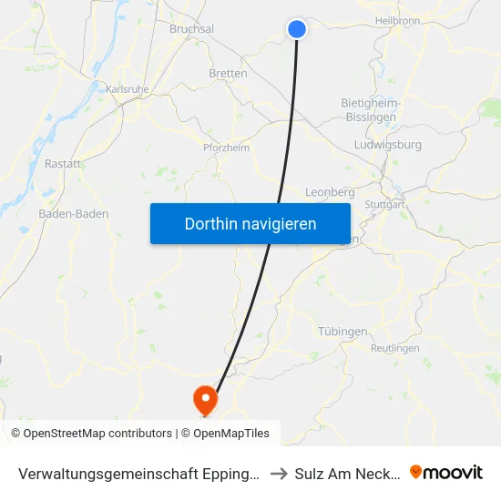 Verwaltungsgemeinschaft Eppingen to Sulz Am Neckar map