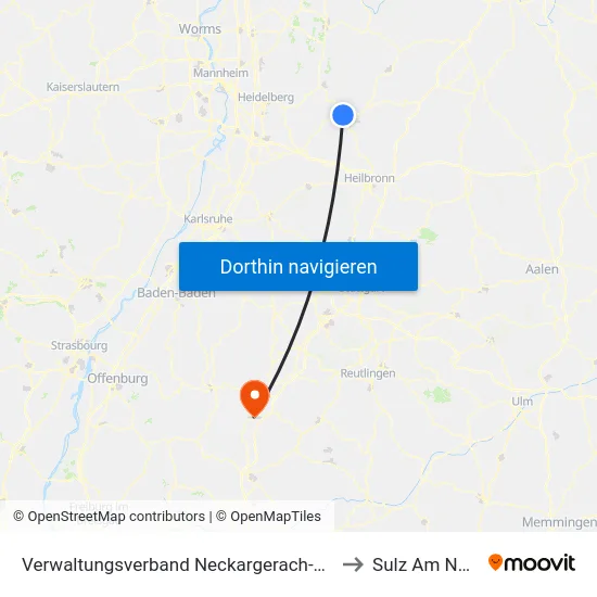 Verwaltungsverband Neckargerach-Waldbrunn to Sulz Am Neckar map