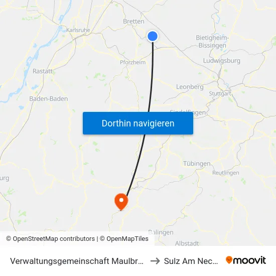 Verwaltungsgemeinschaft Maulbronn to Sulz Am Neckar map