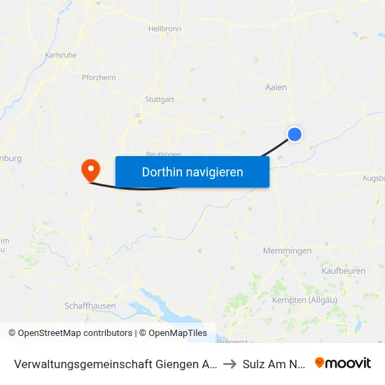 Verwaltungsgemeinschaft Giengen An Der Brenz to Sulz Am Neckar map