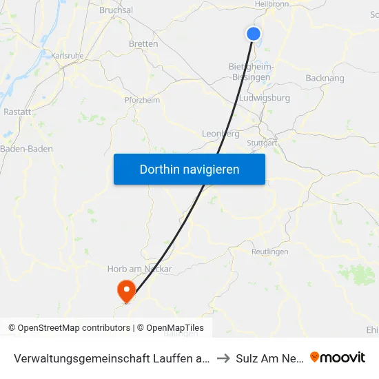 Verwaltungsgemeinschaft Lauffen am Neckar to Sulz Am Neckar map