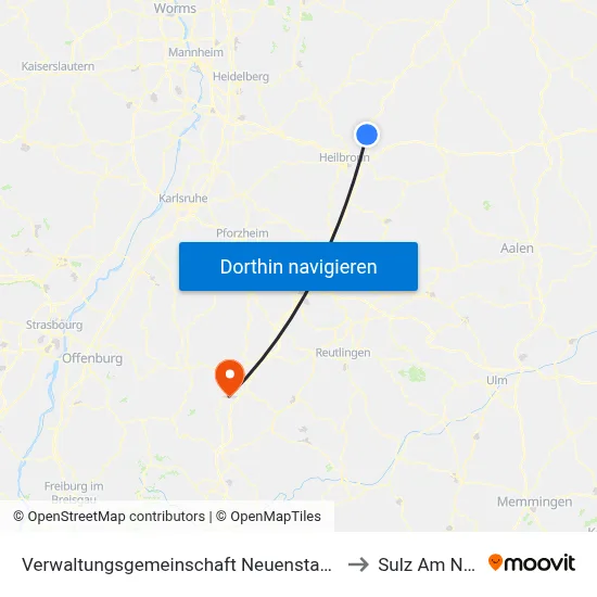 Verwaltungsgemeinschaft Neuenstadt am Kocher to Sulz Am Neckar map