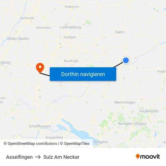 Asselfingen to Sulz Am Neckar map