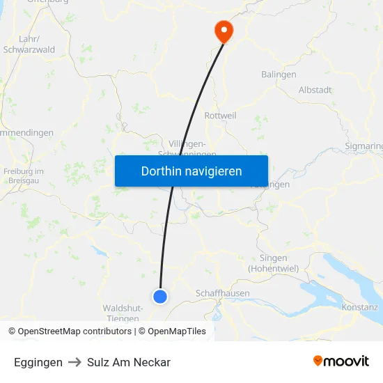 Eggingen to Sulz Am Neckar map