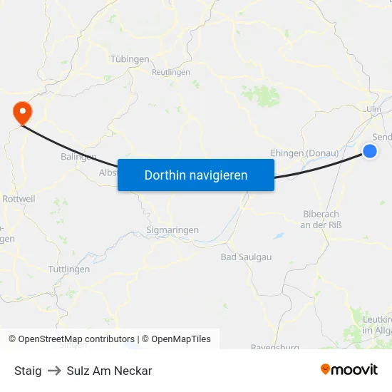 Staig to Sulz Am Neckar map
