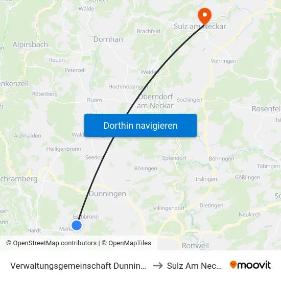Verwaltungsgemeinschaft Dunningen to Sulz Am Neckar map