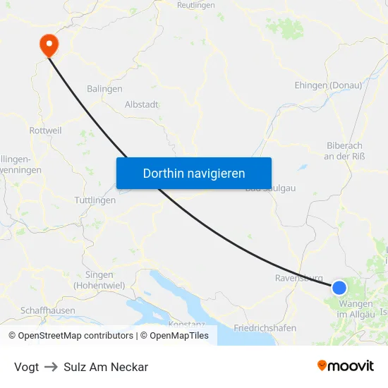 Vogt to Sulz Am Neckar map