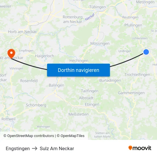 Engstingen to Sulz Am Neckar map