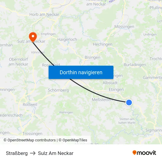 Straßberg to Sulz Am Neckar map