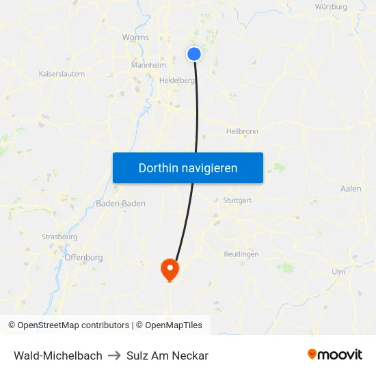 Wald-Michelbach to Sulz Am Neckar map