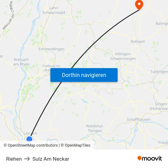 Riehen to Sulz Am Neckar map