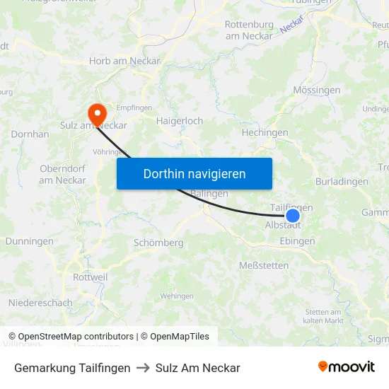 Gemarkung Tailfingen to Sulz Am Neckar map