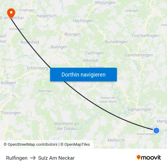 Rulfingen to Sulz Am Neckar map