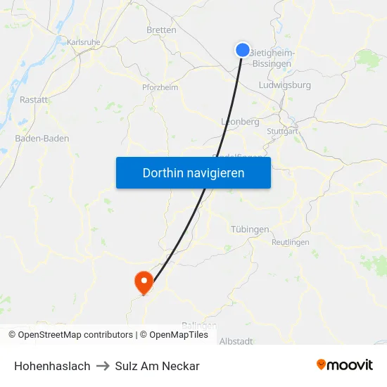 Hohenhaslach to Sulz Am Neckar map