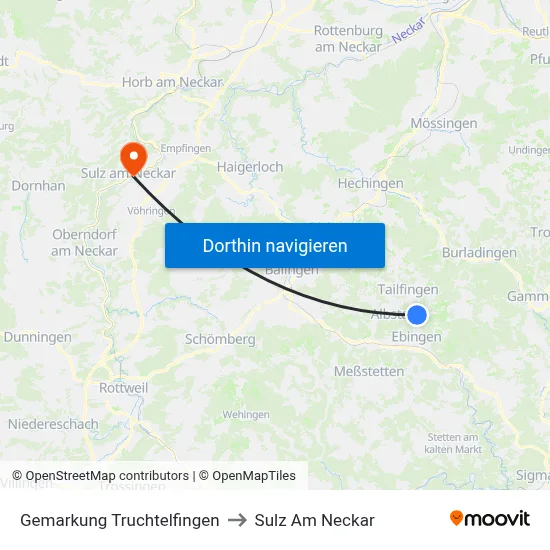 Gemarkung Truchtelfingen to Sulz Am Neckar map