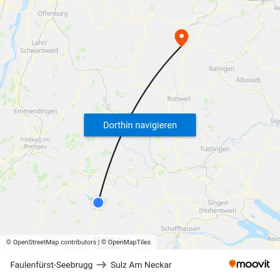 Faulenfürst-Seebrugg to Sulz Am Neckar map