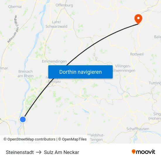 Steinenstadt to Sulz Am Neckar map