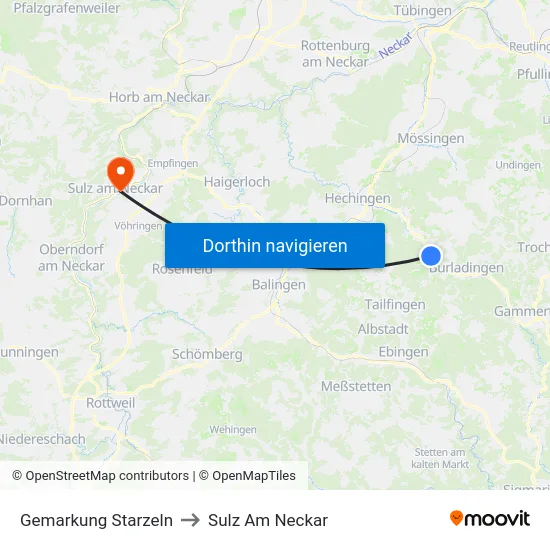 Gemarkung Starzeln to Sulz Am Neckar map