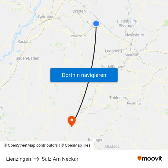 Lienzingen to Sulz Am Neckar map