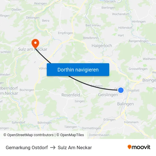 Gemarkung Ostdorf to Sulz Am Neckar map