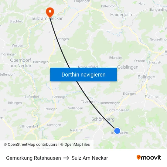 Gemarkung Ratshausen to Sulz Am Neckar map