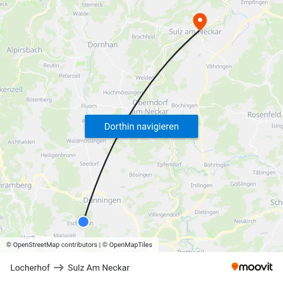 Locherhof to Sulz Am Neckar map