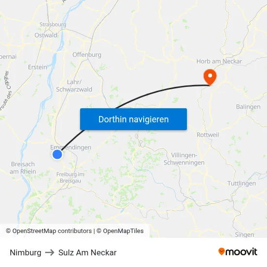 Nimburg to Sulz Am Neckar map