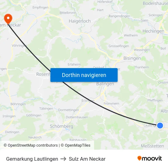 Gemarkung Lautlingen to Sulz Am Neckar map