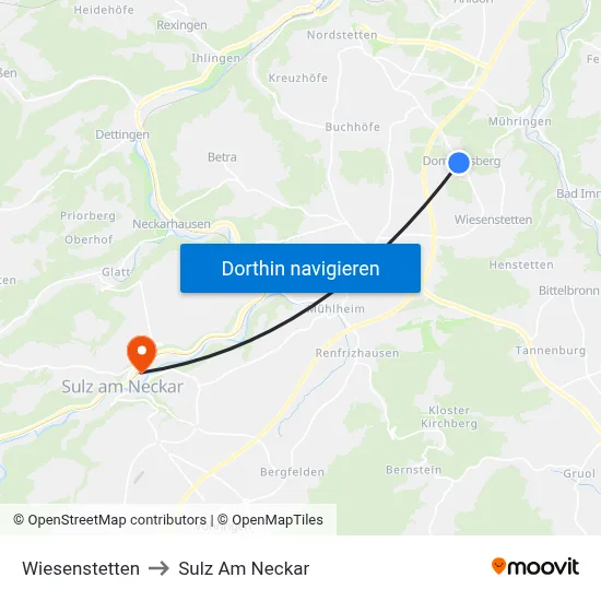 Wiesenstetten to Sulz Am Neckar map