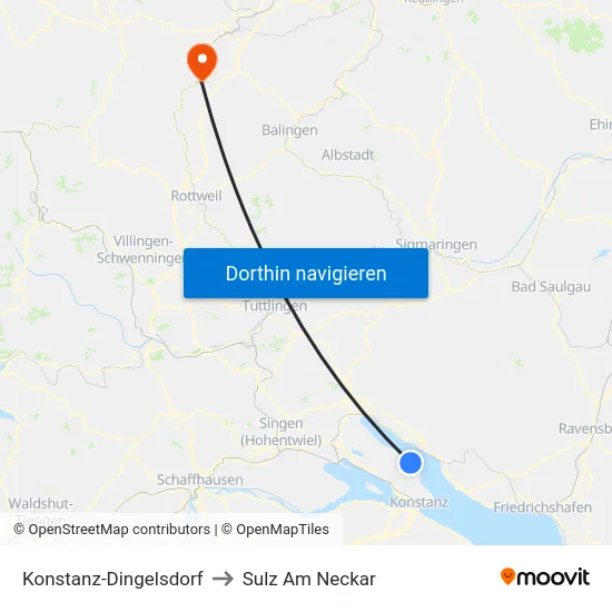 Konstanz-Dingelsdorf to Sulz Am Neckar map