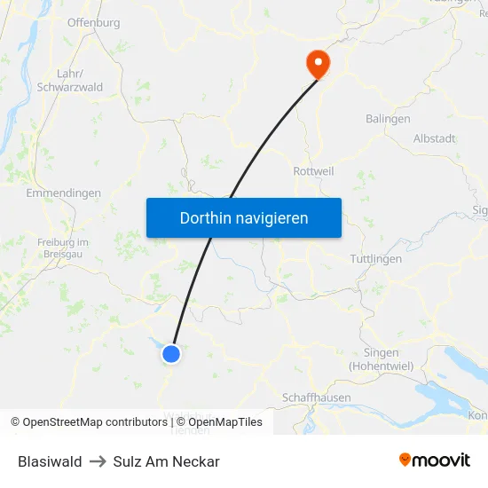 Blasiwald to Sulz Am Neckar map