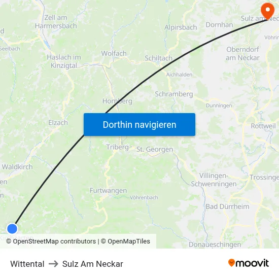 Wittental to Sulz Am Neckar map